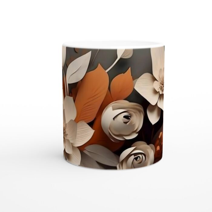 Elegant Blomsterdröm 11oz Keramisk Mugg -  Papperskonst i Varandetoner