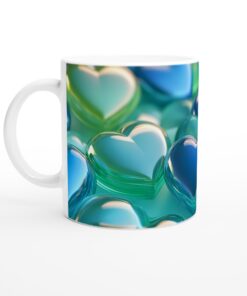 Kärlek i Blågröna Nyanser Keramisk Mugg - Drömfull Design för Dina Drycker