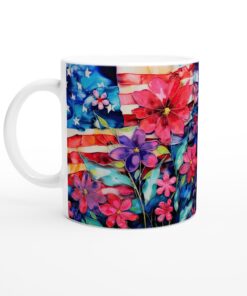 Keramisk mugg – Amerikansk Blomsterflagg: En Färgstark Vardagsfavorit