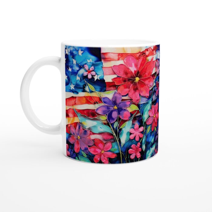 Keramisk mugg – Amerikansk Blomsterflagg: En Färgstark Vardagsfavorit