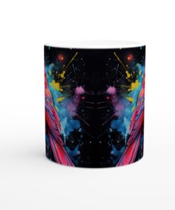 Färgsprakande Kardinal Mugg - 11oz Keramisk Kaffemugg med Akvarell Splash Design