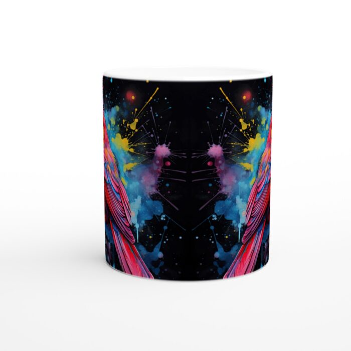 Färgsprakande Kardinal Mugg - 11oz Keramisk Kaffemugg med Akvarell Splash Design