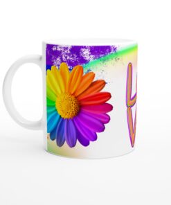 Keramisk Mugg – Färgglad Kärlek & Regnbågsblommor – Din Vardagsfavorit