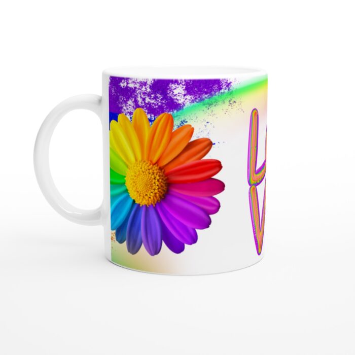 Keramisk Mugg – Färgglad Kärlek & Regnbågsblommor – Din Vardagsfavorit