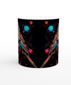 Färgexplosion Fågel Keramisk Mugg - Levande Vattenfärg Design 11oz