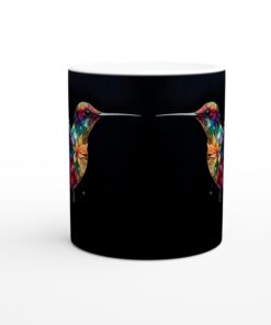 Färgglad Kolibri Keramikmugg - 11oz Vit Mugg med Levande Akvarellkonst
