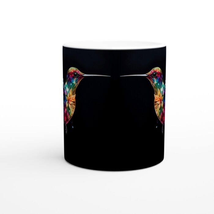 Färgglad Kolibri Keramikmugg - 11oz Vit Mugg med Levande Akvarellkonst