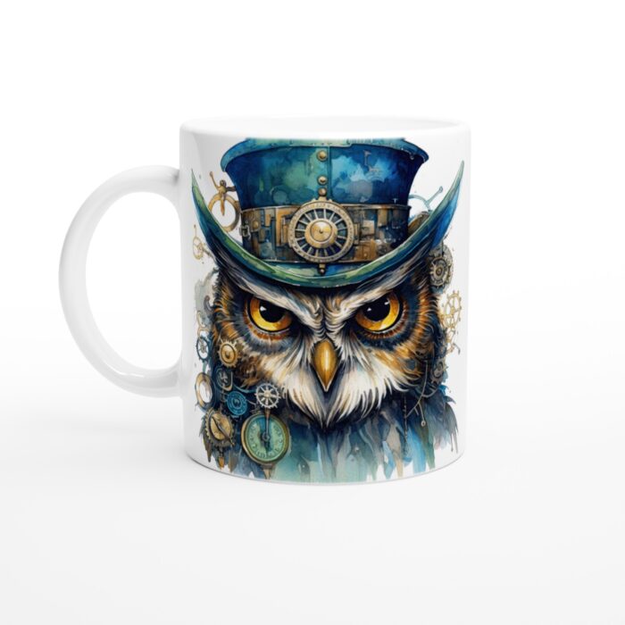 Steampunk Uggla Mugg – Konstnärlig Keramik för Kaffe- & Teälskaren