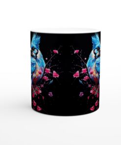 Färgsprakande Blåskrika Keramikmugg - 11oz konstnärlig mugg för kaffe och te