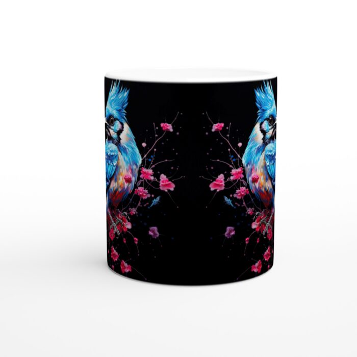Färgsprakande Blåskrika Keramikmugg - 11oz konstnärlig mugg för kaffe och te