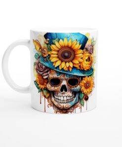 Keramisk mugg – Blomstrande Skalle: En färgstark vardagsfavorit med steampunk-elegans