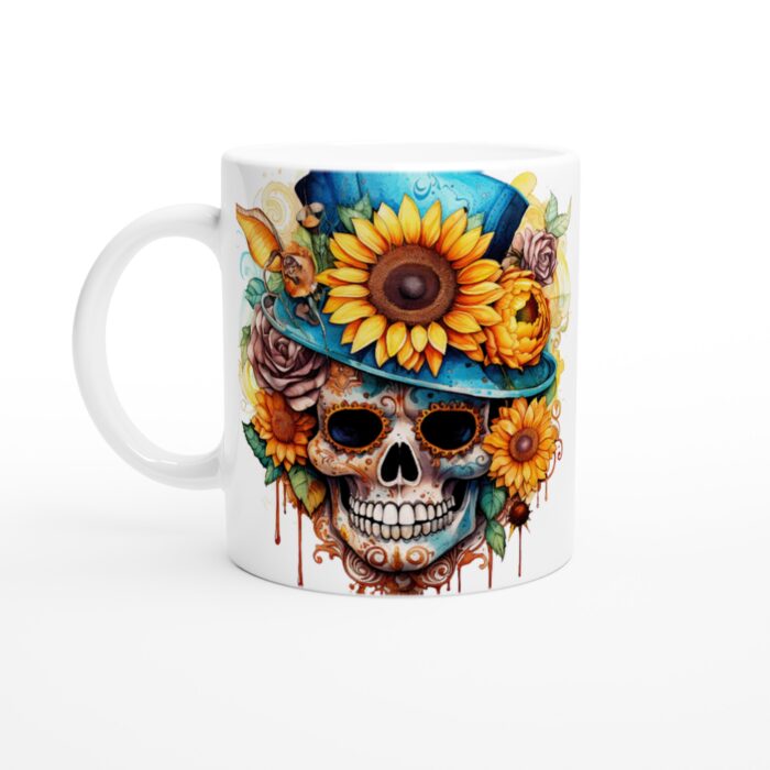 Keramisk mugg – Blomstrande Skalle: En färgstark vardagsfavorit med steampunk-elegans