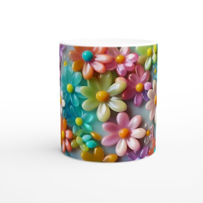 Färgsprakande Blomsterprakt Keramisk Mugg – 11 oz Vit Mugg med Lekfull Design