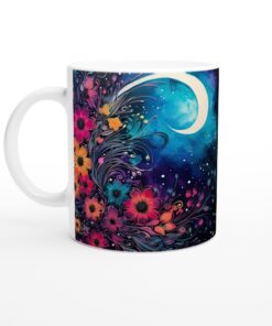 Månlyst Keramisk Mugg – Drömsk Blomsterprakt för Magiska Stunder