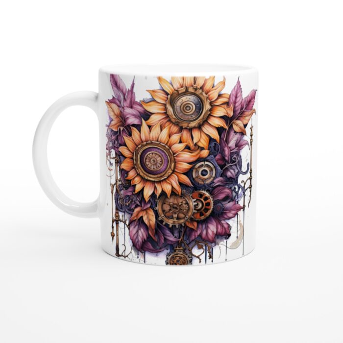 Steampunk Solros Mugg – Konstnärlig Keramik för Kaffet och Teet