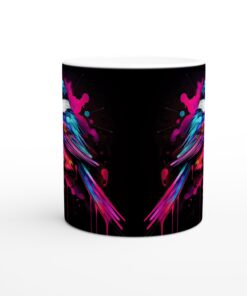 Färgglad 'Neon Bird' 11oz Keramisk Mugg – Konstfull Design för Kaffeälskaren