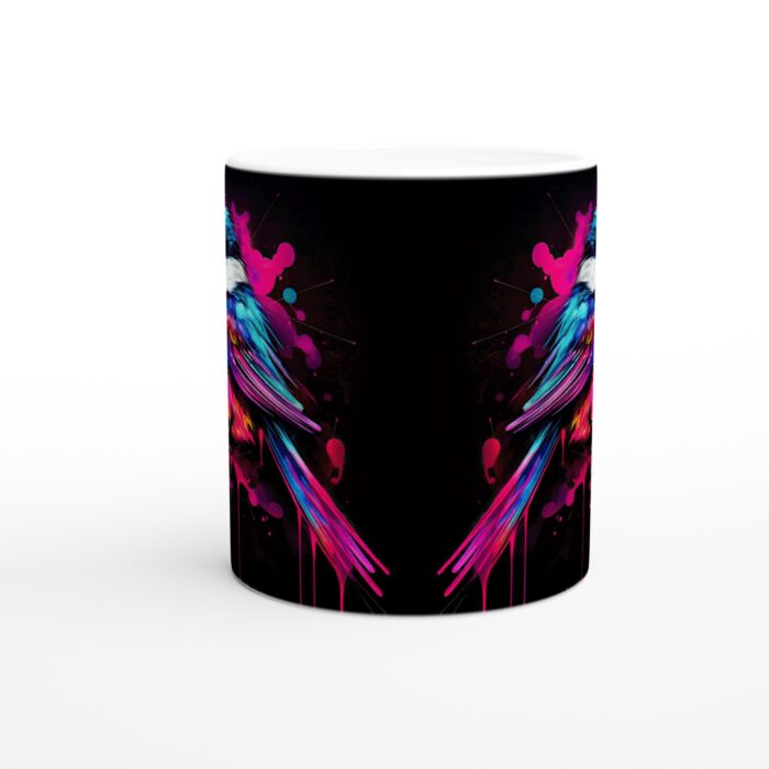 Färgglad 'Neon Bird' 11oz Keramisk Mugg – Konstfull Design för Kaffeälskaren