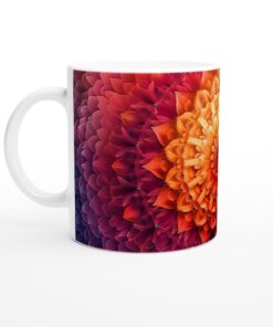 Abstrakt Mandala i Solnedgångens Färger - Vit 11oz Keramisk Mugg