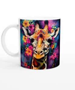Giraff med Blommor – Konstnärlig Keramisk Mugg för Färgglada Stunder