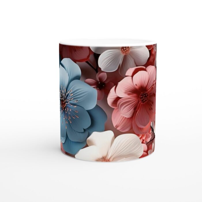 Pastellblommande 11oz Keramisk Mugg - Drömsk Design i Blått & Rosa