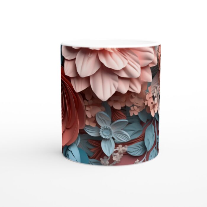 Pastellblomster Keramisk Mugg - Drömsk Design i Korall och Akvamarin, 11oz