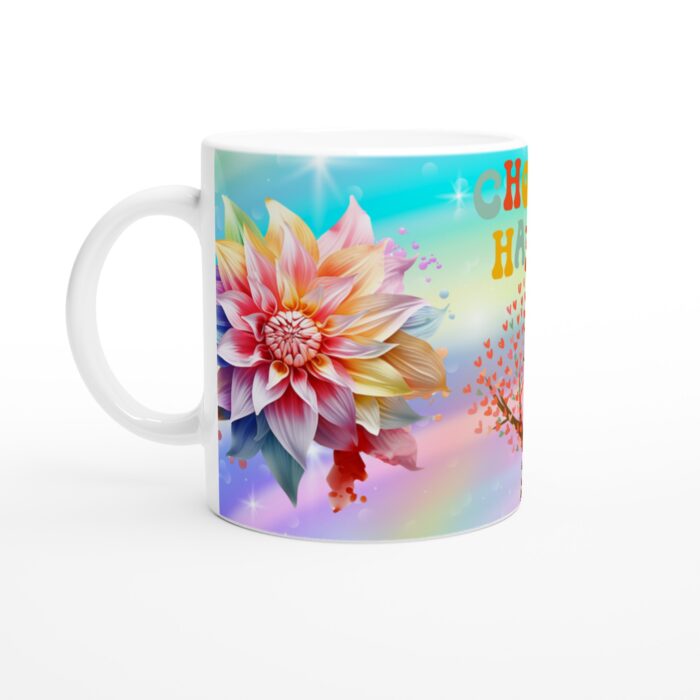 Keramisk Mugg – Choose Happy, Färgsprakande Blommönster för en Glad Start på Dagen