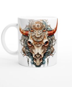 Steampunk Ox Skull Keramisk Mugg – Unik Gåva för Den Med Stil