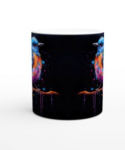 Färgsprakande Blåfågel Keramisk Mugg - 11oz Konstnärlig Kaffekopp med Levande Stänkdesign
