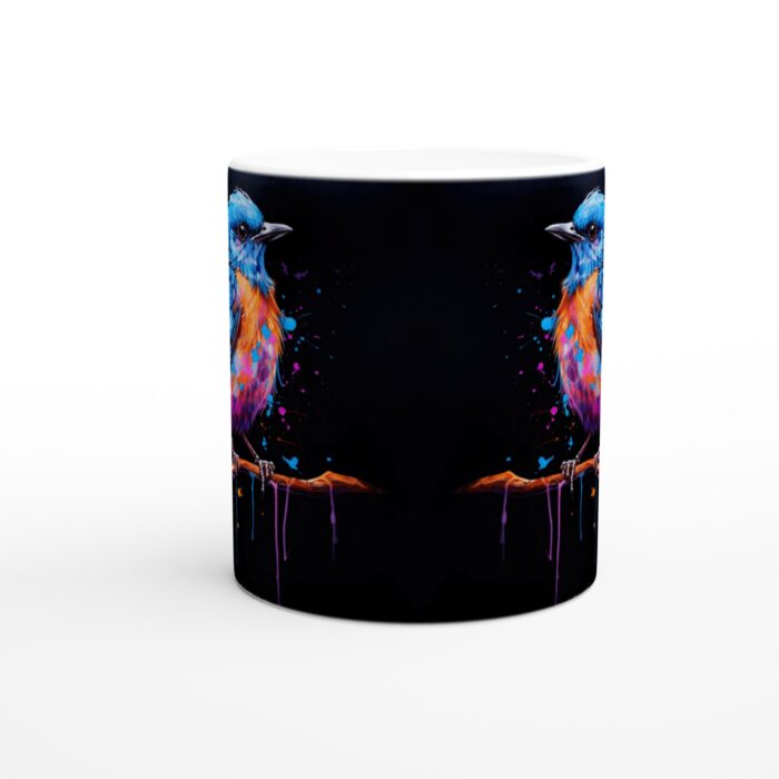 Färgsprakande Blåfågel Keramisk Mugg - 11oz Konstnärlig Kaffekopp med Levande Stänkdesign