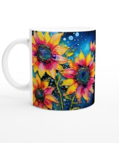 Konstnärlig Solrosmugg – Keramisk favorit med livfullt blommönster