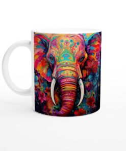 Färgglad Elefant Mugg – Konstfull Keramisk Kaffekopp för en Levande Vardag