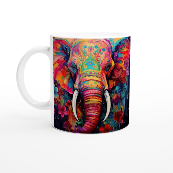 Färgglad Elefant Mugg – Konstfull Keramisk Kaffekopp för en Levande Vardag