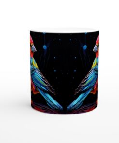 Färgsprakande Fågel Mugg – Keramisk 11oz Kaffemugg med Levande Konstmönster