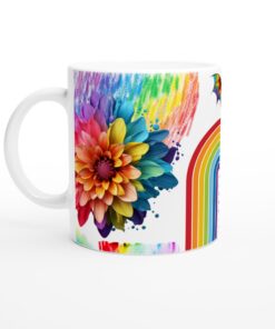 Keramisk Mugg – Färgglad Flora & Regnbåge: En vardagsfavorit för att lysa upp din dag!