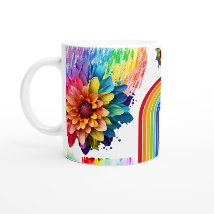 Keramisk Mugg – Färgglad Flora & Regnbåge: En vardagsfavorit för att lysa upp din dag!