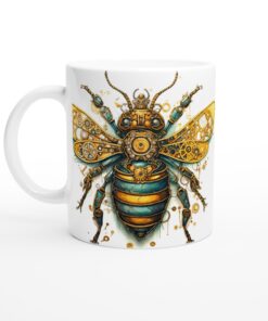 Steampunk Mechanical Bee Ceramic Mug – Unique Art for Coffee & Tea Lovers