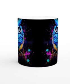 Konstnärlig Blåskrikig Keramikmugg - Livfull Akvarellstil, 11 oz