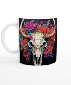 Färgsprakande Blomsterskalle Keramisk Mugg – Konstnärlig Vardagsfavorit