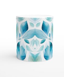 Akvarell Löv 11oz Keramisk Mugg - Blågrön Harmoni