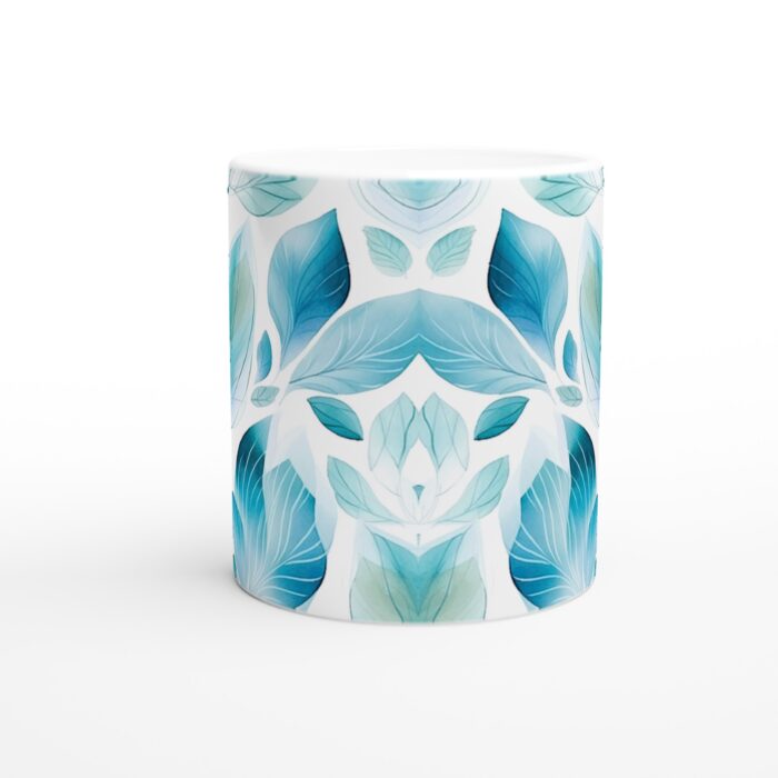 Akvarell Löv 11oz Keramisk Mugg - Blågrön Harmoni