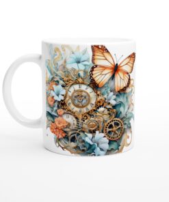Keramisk mugg – Tid & Fjärilar: En Förtrollande Blandning av Steampunk och Natur