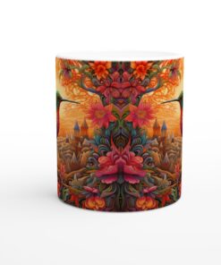 Förtrollande Kolibri Keramisk Mugg - Psykedelisk Blomsterdesign i Vibrerande Färger