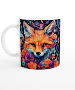Färgsprakande Räv Mugg – Konstinspirerad Keramisk Mugg för Kaffeälskaren