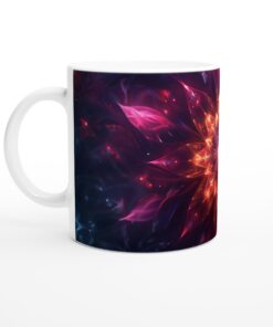 Kosmisk Blomster Keramisk Mugg - Strålande Lila & Orange Design, 11oz