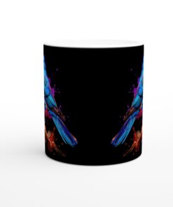 Färgsprakande Fågel Keramikmugg - 11oz Vit Mugg med Levande Akvarelldesign