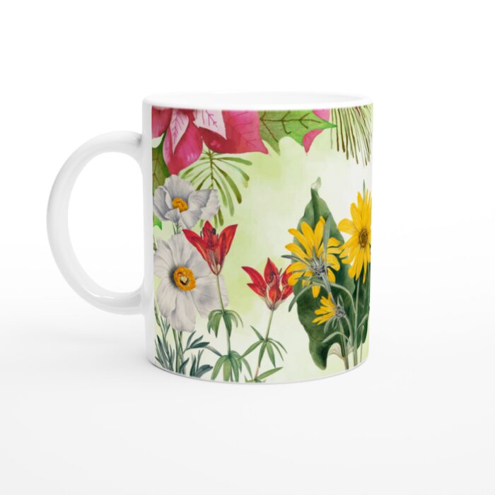 Keramisk Mugg – Färgglad Vattenfärg Botanisk Design för Blomsterälskaren