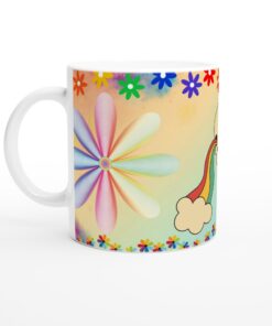 Retro Rainbow Skull Keramisk Mugg – Färgglad 70-tals Vibe för Kaffeälskaren