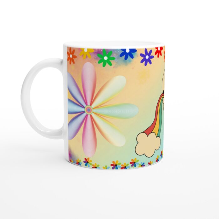 Retro Rainbow Skull Keramisk Mugg – Färgglad 70-tals Vibe för Kaffeälskaren