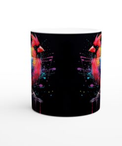 Färgsprakande Kardinal Mugg - Konstnärlig Vit Keramisk Mugg med Vibrerande Fågltryck