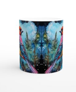 Färgsprakande Fågelmugg - Akvarellkonst för Kaffet